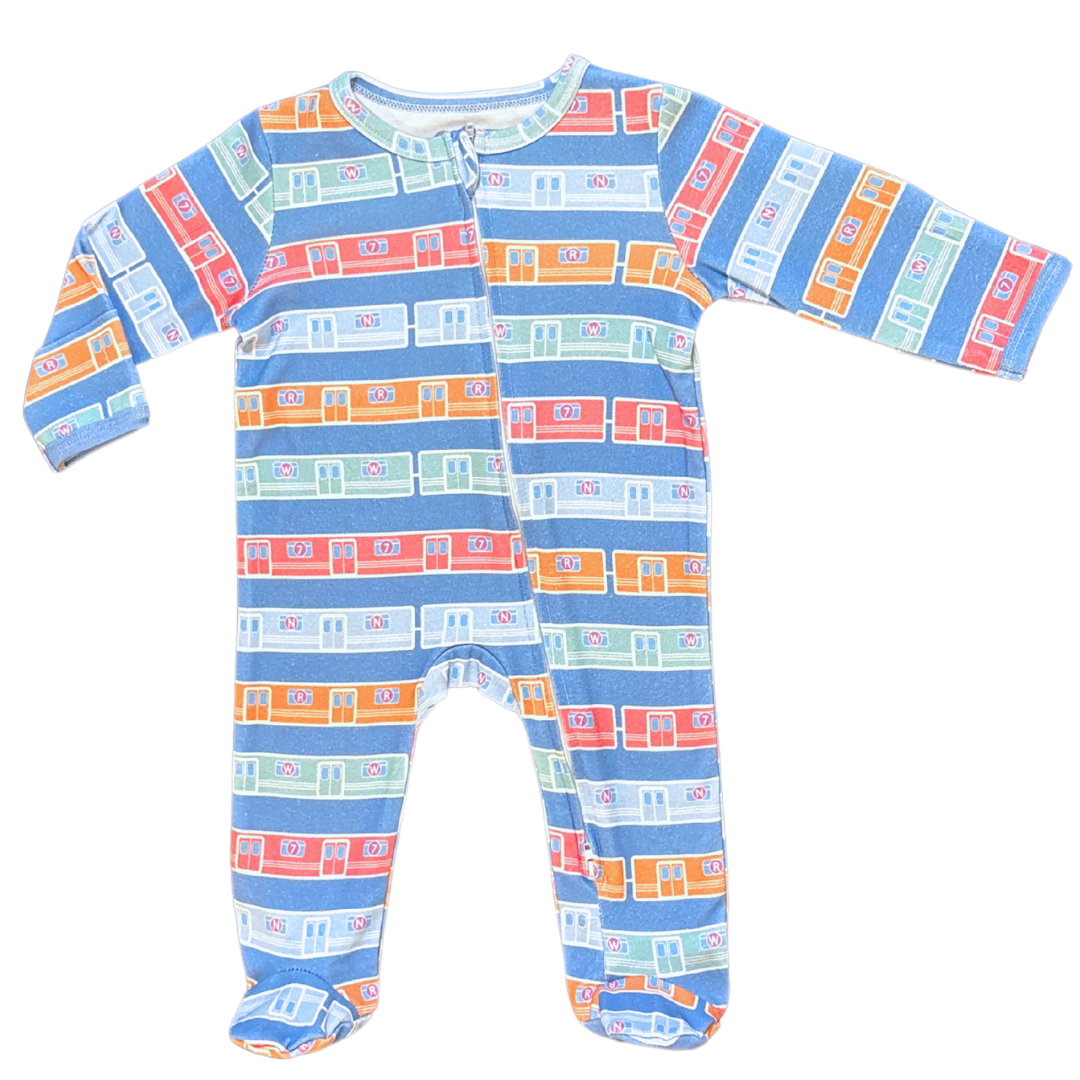 Queensboro Trains Zip Footie PJ