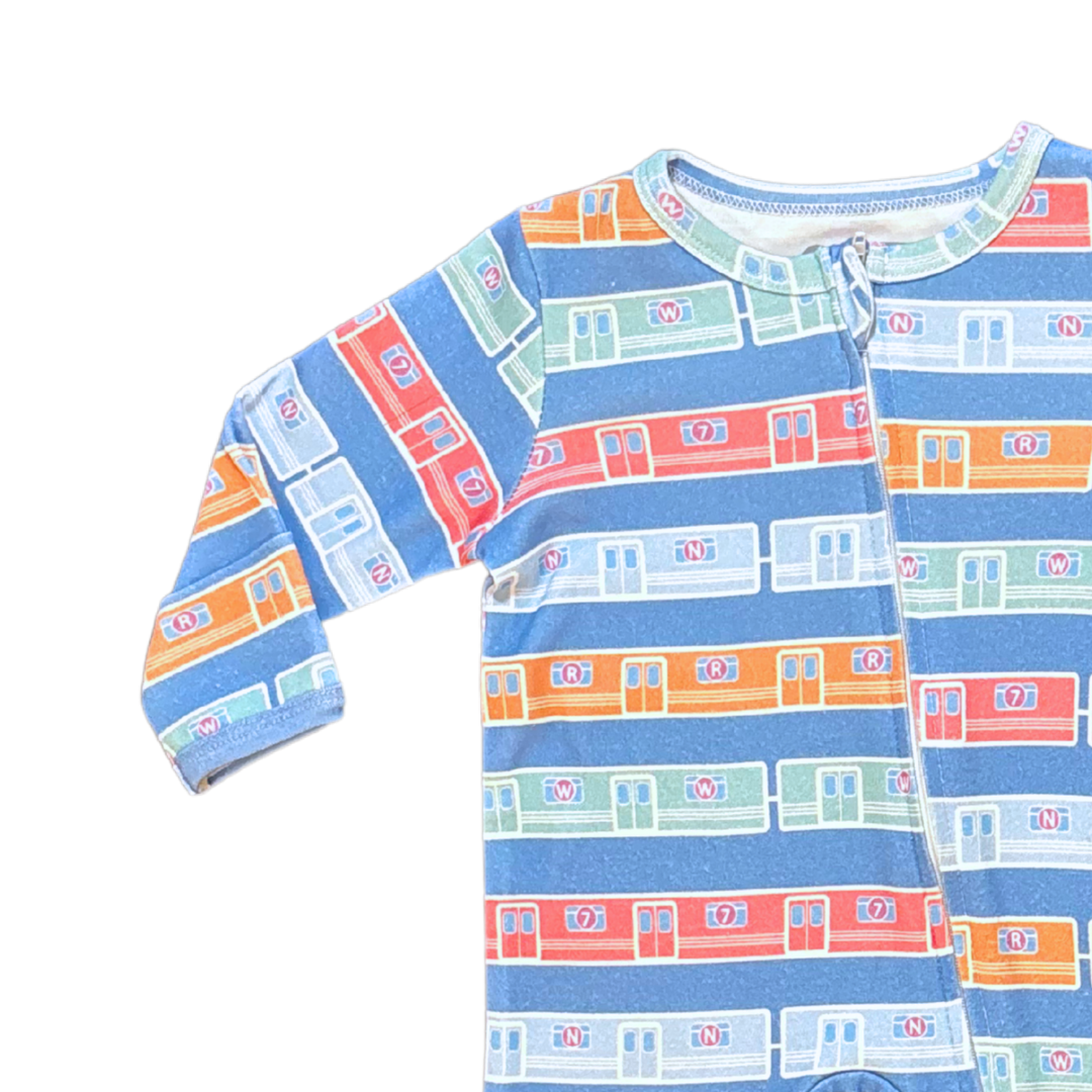 Queensboro Trains Zip Footie PJ