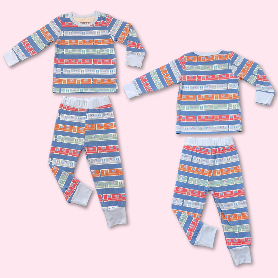 Queensboro Trains 2-pc Pajama Set