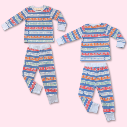 Queensboro Trains 2-pc Pajama Set