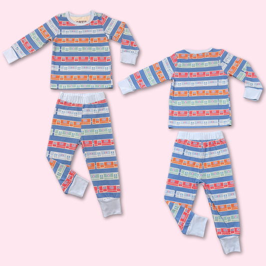 Queensboro Trains 2-pc Pajama Set